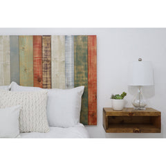 Panel Headboard, California King, Striped Solid Pine Wood