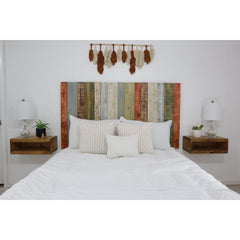 Panel Headboard, California King, Striped Solid Pine Wood