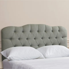 Panel Headboard, Full Size, Gray Tufted Linen Blend with Legs
