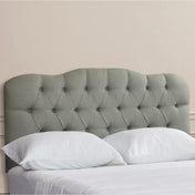 Panel Headboard, Full Size, Gray Tufted Linen Blend with Legs