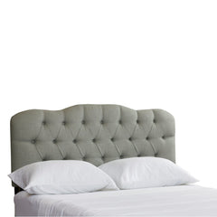 Panel Headboard, Full Size, Gray Tufted Linen Blend with Legs