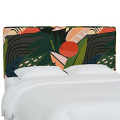 Panel Headboard, King, Beige and White Cotton Upholstery