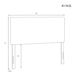 Panel Headboard, King, Beige and White Cotton Upholstery