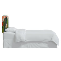Panel Headboard, King, Beige and White Cotton Upholstery