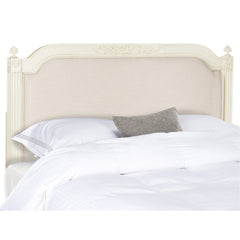 Panel Headboard, Queen, Antique Beige/Taupe with Linen Upholstery