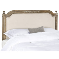 Panel Headboard, Queen, Antique Beige/Taupe with Linen Upholstery