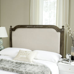 Panel Headboard, Queen, Antique Beige/Taupe with Linen Upholstery