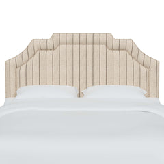Panel Headboard, Queen, Charcoal Stripe Polyester Upholstery