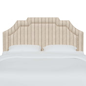 Panel Headboard, Queen, Charcoal Stripe Polyester Upholstery