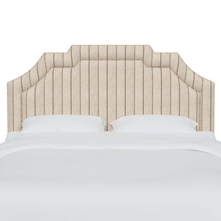 Panel Headboard, Queen, Charcoal Stripe Polyester Upholstery