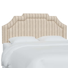 Panel Headboard, Queen, Charcoal Stripe Polyester Upholstery