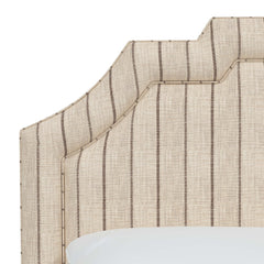 Panel Headboard, Queen, Charcoal Stripe Polyester Upholstery