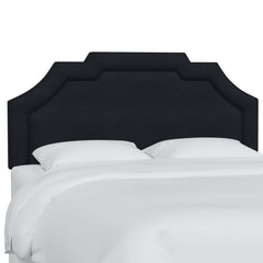 Panel Headboard, Queen, Charcoal Stripe Polyester Upholstery