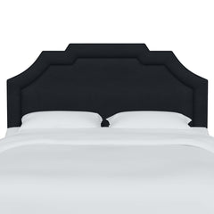 Panel Headboard, Queen, Charcoal Stripe Polyester Upholstery