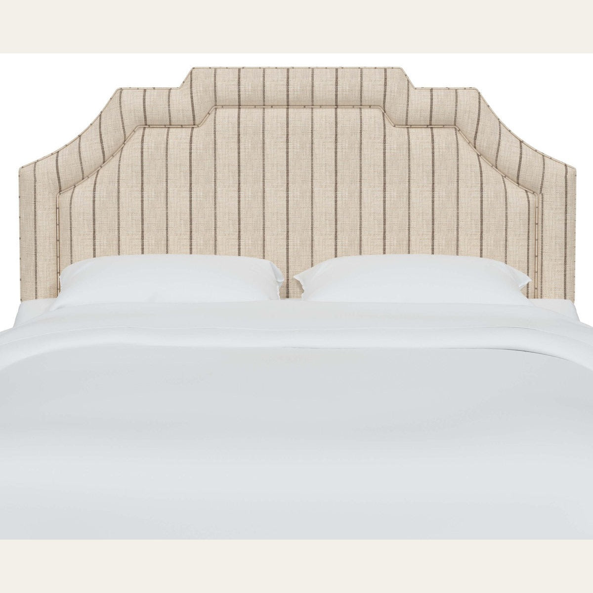 Queen Panel Headboard in Charcoal Stripe Polyester Upholstery