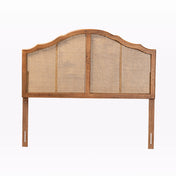 Panel Headboard, Queen, Woven Rattan with Arched Wood Frame, Brown