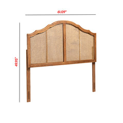 Panel Headboard, Queen, Woven Rattan with Arched Wood Frame, Brown