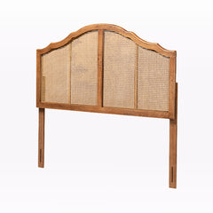 Panel Headboard, Queen, Woven Rattan with Arched Wood Frame, Brown
