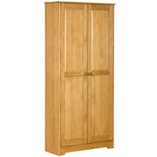 Pantry Storage Cabinet, 67 in, Brown Pine with Doors