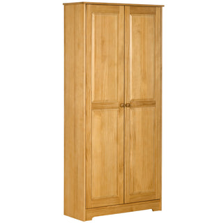 Pantry Storage Cabinet, 67 in, Brown Pine with Doors