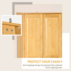 Pantry Storage Cabinet, 67 in, Brown Pine with Doors