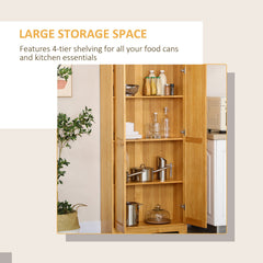 Pantry Storage Cabinet, 67 in, Brown Pine with Doors