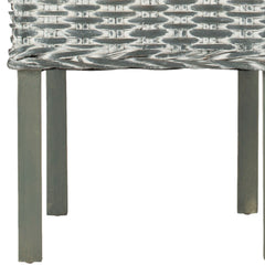 Parsons Chairs, Set of 2, Rattan Frame, Solid Wood Legs, Gray Whitewash