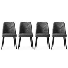 Parsons Chairs, Set of 4, Gray Velvet, Anthracite Solid Wood Legs