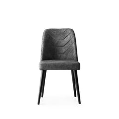 Parsons Chairs, Set of 4, Gray Velvet, Anthracite Solid Wood Legs
