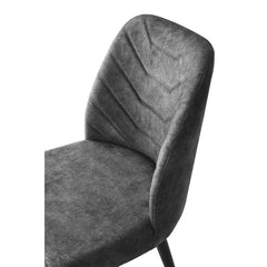 Parsons Chairs, Set of 4, Gray Velvet, Anthracite Solid Wood Legs