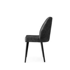 Parsons Chairs, Set of 4, Gray Velvet, Anthracite Solid Wood Legs