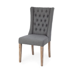 Parsons Dining Chair, Tufted Upholstered Back, Solid Wood Frame, Brown Legs