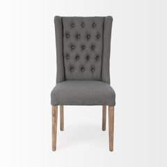 Parsons Dining Chair, Tufted Upholstered Back, Solid Wood Frame, Brown Legs