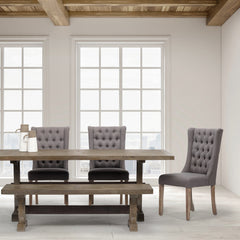 Parsons Dining Chair, Tufted Upholstered Back, Solid Wood Frame, Brown Legs