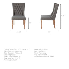 Parsons Dining Chair, Tufted Upholstered Back, Solid Wood Frame, Brown Legs