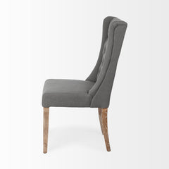 Parsons Dining Chair, Tufted Upholstered Back, Solid Wood Frame, Brown Legs