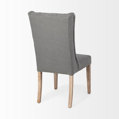 Parsons Dining Chair, Tufted Upholstered Back, Solid Wood Frame, Brown Legs
