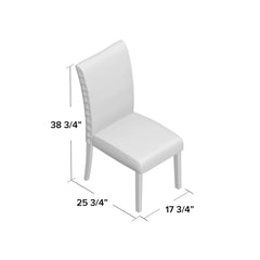 Parsons Dining Chairs, Set of 2, Beige Polyester, Weathered Gray Solid Wood Legs