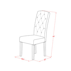 Parsons Dining Chairs, Set of 2, Blue Linen Fabric, Black Solid Wood Legs