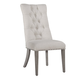 Parsons Dining Chairs, Set of 2, Brown Linen Blend, Solid Rubberwood Frame