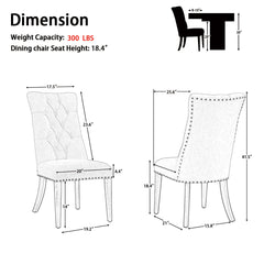 Parsons Dining Chairs, Set of 2, Brown Linen Blend, Solid Rubberwood Frame