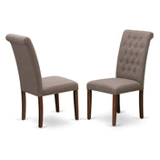 Parsons Dining Chairs, Set of 2, Dark Coffee Linen, Mahogany Rubberwood Legs