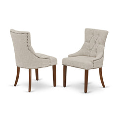 Parsons Dining Chairs, Set of 2, Doeskin Cotton Blend, Mahogany Wood Legs