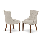 Parsons Dining Chairs, Set of 2, Doeskin Cotton Blend, Mahogany Wood Legs