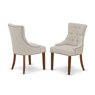 Parsons Dining Chairs, Set of 2, Doeskin Cotton Blend, Mahogany Wood Legs