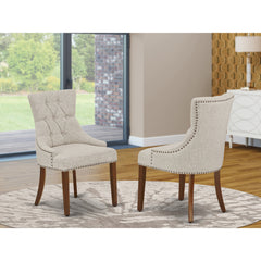 Parsons Dining Chairs, Set of 2, Doeskin Cotton Blend, Mahogany Wood Legs