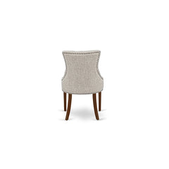 Parsons Dining Chairs, Set of 2, Doeskin Cotton Blend, Mahogany Wood Legs