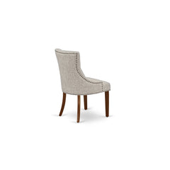 Parsons Dining Chairs, Set of 2, Doeskin Cotton Blend, Mahogany Wood Legs