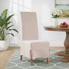Parsons Dining Chairs, Set of 2, Solid Oak Frame, Linen
