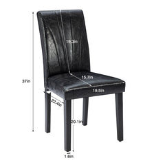 Parsons Dining Chairs, Set of 6, Black Faux Leather, Solid Wood Legs